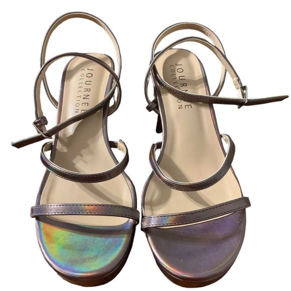 Journee Collection Women Strappy Ankle Block Heel Sandals Size 8 - Picture 1 of 6